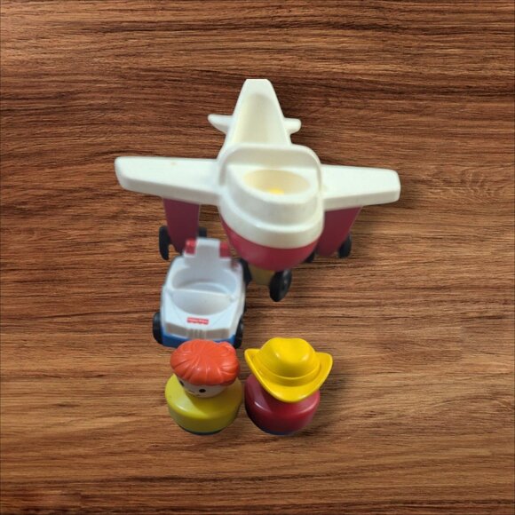 Fisher-Price Little People Vintage Airplane & Car Playset W/ Figures Fun Retro C - Picture 1 of 9